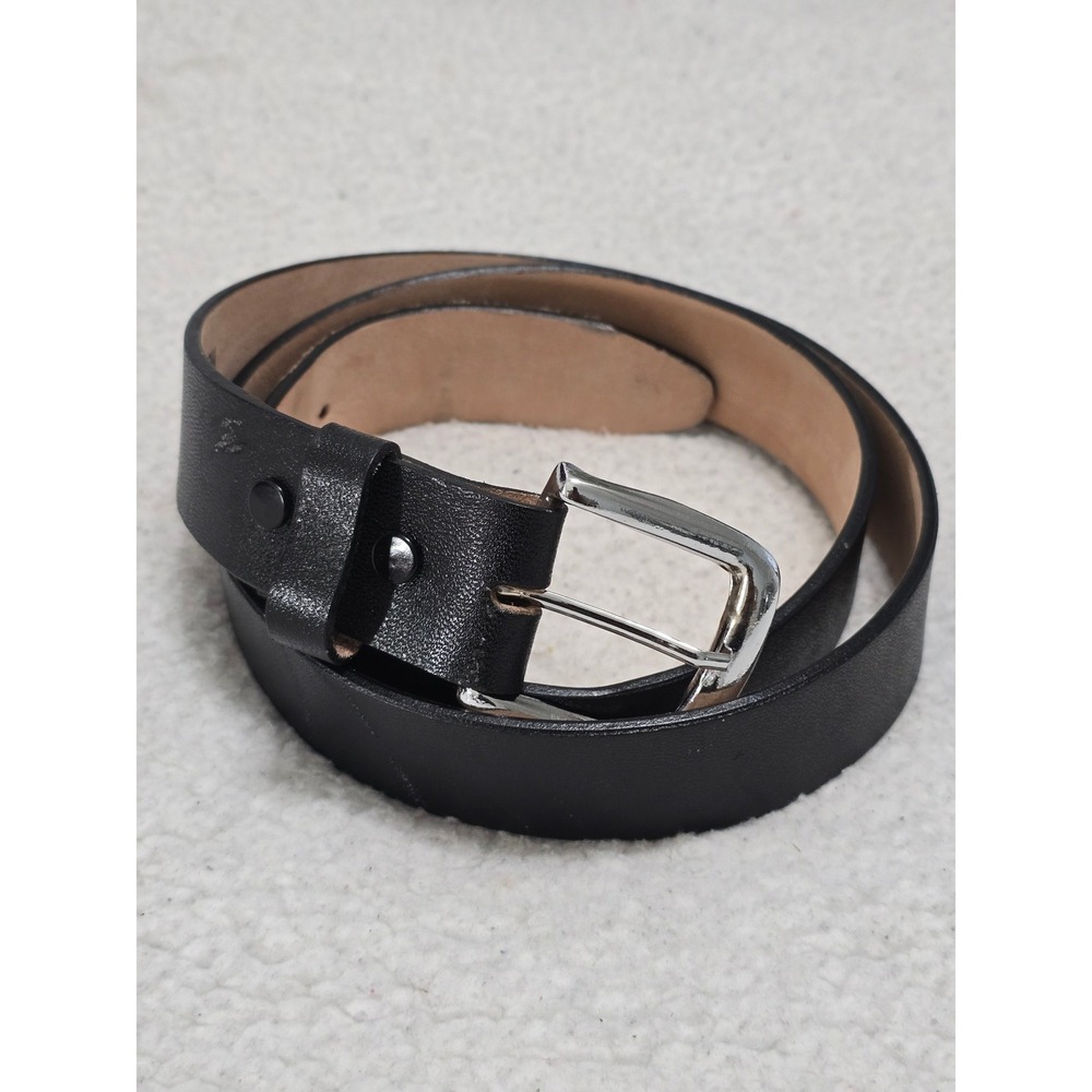 El Gorrion Mens Black Leather Belt Silver Buckle Made in Mexico‎ Size 44 4656
